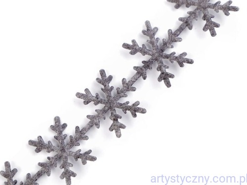 Taśma aplikacyjna Śnieżynki - 40 sztuk - aplikacje z filcu - Szare