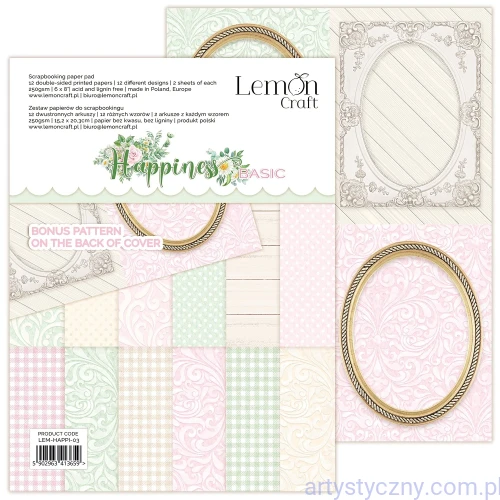 Happiness Basic - Bloczek papierów do scrapbookingu 15.2x20.3cm - Lemoncraft LEM-HAPPI-03