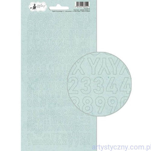 Arkusz naklejek naklejki ALFABET CYFRY - Truly Yours  - błękitno-szare  P13-TRU-17