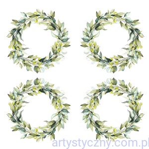 Zestaw - 12 wianków Złote Sny - elementy do wycięcia - Paper Heaven - listki gałązki wianki