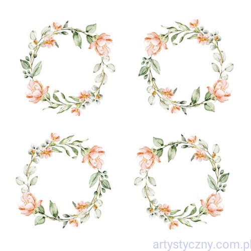 Zestaw - 12 wianków Pierwszy pocałunek - elementy do wycięcia - Paper Heaven - kwiatki wianki