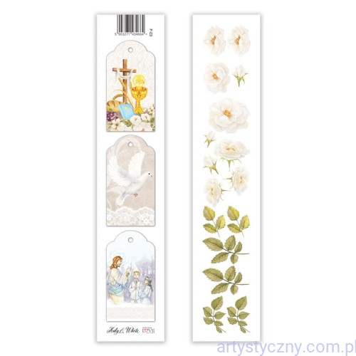 Zestaw - 3x Pasek papieru -kwiaty listki komunia św. - Holy and White - Laserowe Love