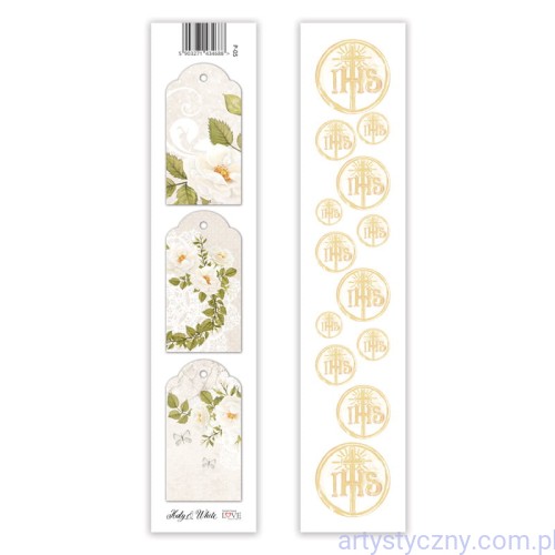Zestaw - 3x Pasek papieru - IHS Komunia św. - Holy and White - Laserowe Love