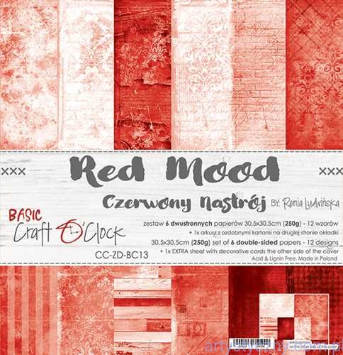 Zestaw papierów do scrapbookingu Craft o'Clock - Red Mood - Czerwony Nastrój - 30x30cm  CC-ZD-BC13
