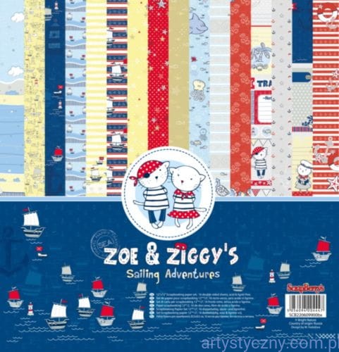 Zestaw papierów do scrapbookingu ScrapBerry's - Zoe and Ziggy's Sailing Adventures 30x30cm  SCB220609900BX