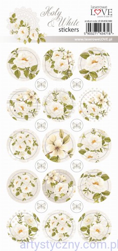 LP-20-K32-N02 Naklejki komunijne kwiatowe - Holy and White - Laserowe Love