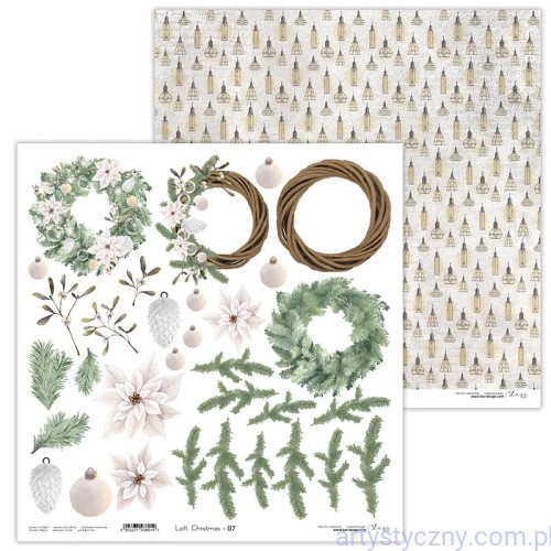 Papier do scrapbookingu Loft Christmas 07  - Lexi Design - elementy do wycinania LX-21-48-07