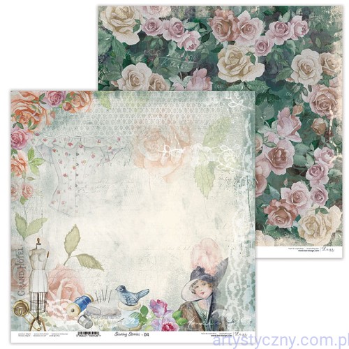 Papier do scrapbookingu 30x30cm - Sewing stories 04 - Lexi Design LX-21-50-04