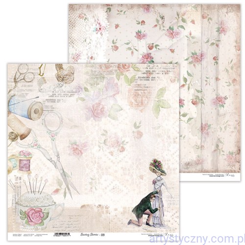 Papier do scrapbookingu 30x30cm - Sewing stories 09 - Lexi Design LX-21-50-09