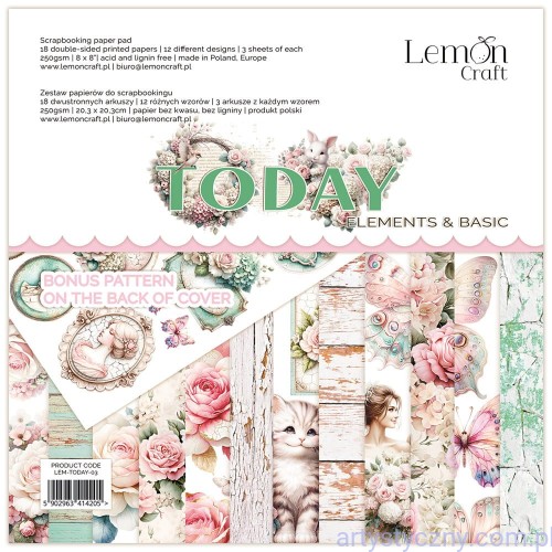 Zestaw papierów do scrapbookingu Lemoncraft - Today - elementy do wycinania - 20x20cm  LEM-TODAY-03