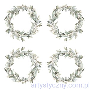 Zestaw - 12 wianków Złota Dama - elementy do wycięcia - Paper Heaven - listki gałązki wianki 
