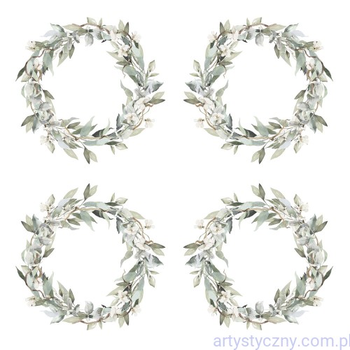 Zestaw - 12 wianków Złota Dama - elementy do wycięcia - Paper Heaven - listki gałązki wianki