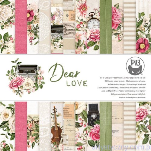 Zestaw papierów do scrapbookingu P13 - Dear Love - 15x15cm P13-DEA-09