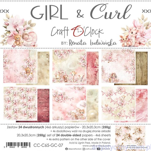 Zestaw papierów do scrapbookingu Craft o'Clock - Girl and Curl - 6ark - 20x20cm CC-C65-GC-07
