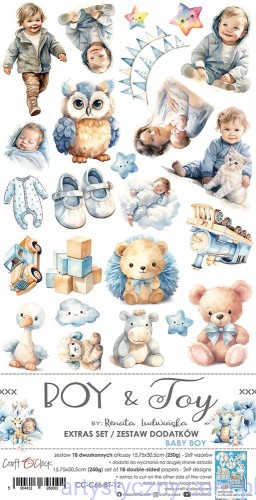 Dodatki do wycinania – Baby Boy – Boy and Toy - 9ark - Craft o'Clock CC-C66-BT-12