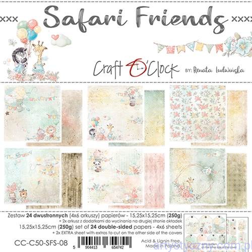 Zestaw papierów do scrapbookingu Craft o'Clock - Safari Friends - 15x15cm - 24ark CC-C50-SFS-08