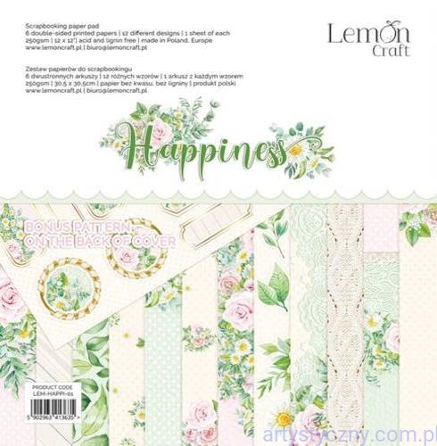 Zestaw papierów do scrapbookingu Lemoncraft - Happiness - 30x30cm  LEM-HAPPI-01