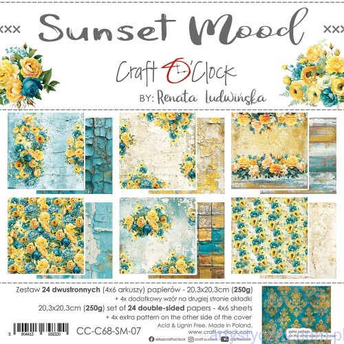 Zestaw papierów do scrapbookingu Craft o'Clock - Sunset Mood - 6ark - 20x20cm  CC-C68-SM-07
