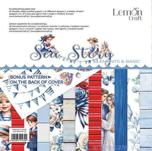 Zestaw papierów do scrapbookingu Lemoncraft - Sea Story - elementy do wycinania - 20x20cm  LEM-SEASTO-03