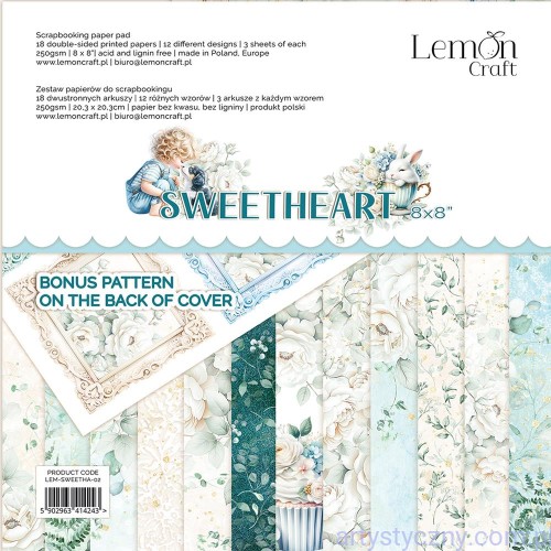 Zestaw papierów do scrapbookingu Lemoncraft - Sweetheart - 20x20cm LEM-SWEETHA-02