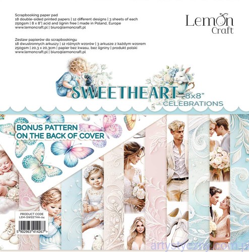 Zestaw papierów do scrapbookingu Lemoncraft - Sweetheart Celebrations- elementy do wycinania - 20x20cm  LEM-SWEETHA-04