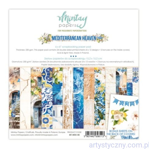 Zestaw papierów do scrapbookingu Mintay - Mediterranean Heaven - 15x15cm