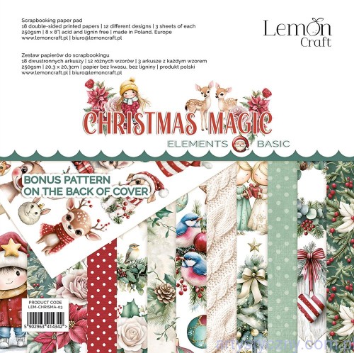 Zestaw papierów do scrapbookingu Lemoncraft - Christmas Magic - elementy do wycinania - 20x20cm LEM-CHRISMA-03