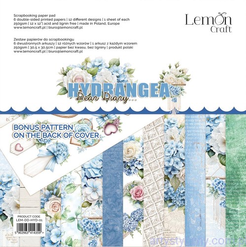 Zestaw papierów do scrapbookingu Lemoncraft - Hydrangea - 30x30cm LEM-DD-HYD-01