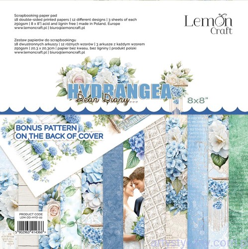 Zestaw papierów do scrapbookingu Lemoncraft - Hydrangea - 20x20cm LEM-DD-HYD-02