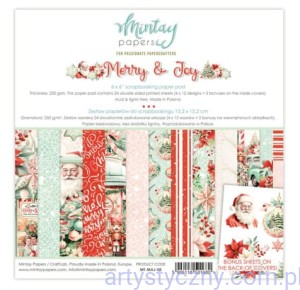Zestaw papierów do scrapbookingu Mintay - Merry and Joy - 15x15cm 