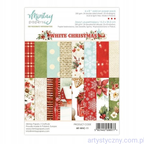 Zestaw papierów do scrapbookingu Mintay - White Christmas - bloczek uzupełniający