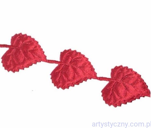 Satynowe aplikacje taśma aplikacyjna Liście Listki 20 sztuk - Bordowe