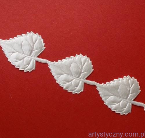 Satynowe aplikacje taśma aplikacyjna Liście Listki 20 sztuk - Kremowe