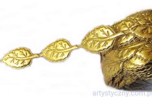 Aplikacje taśma aplikacyjna Liście Listki podłużne 20szt - Złote Błyszczące