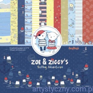 Zestaw papierów do scrapbookingu - Zoe and Ziggy's Sailing Adventures- 15x15cm