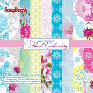 Zestaw papierów do scrapbookingu ScrapBerry - Floral Embroidery - 15x15cm 