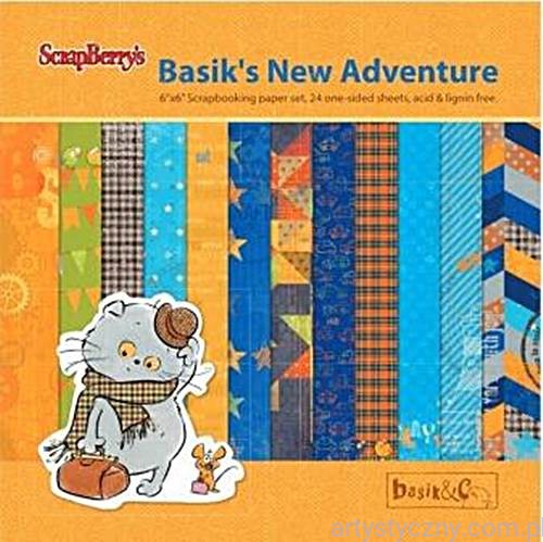 Zestaw papierów do scrapbookingu ScrapBerry - Basik New Adventure - 15x15cm