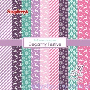 Zestaw papierów do scrapbookingu - Elegantly Festive - 15x15cm