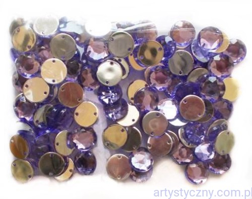 Dżety kamienie cyrkonie kryształki do przyszycia 10mm - 100 szt - Fioletowe