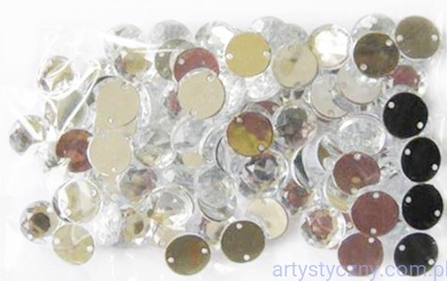 Dżety kamienie cyrkonie kryształki do przyszycia 10mm - 100 szt - Bezbarwne Srebrne