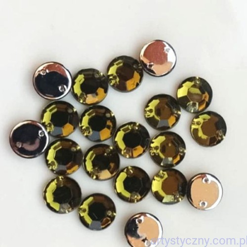 Dżety kamienie cyrkonie kryształki do przyszycia 10mm - 20 szt - Zielone Zgniła Zieleń