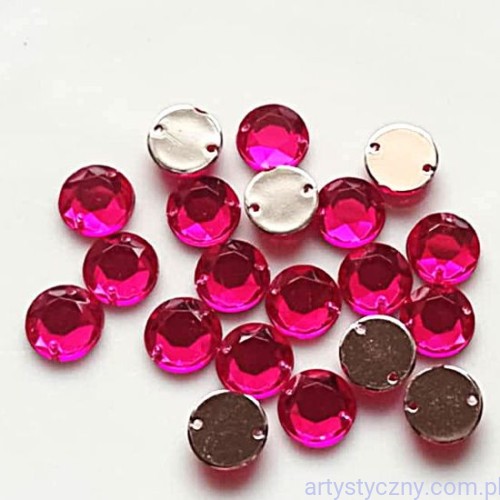 Dżety kamienie cyrkonie kryształki do przyszycia 10mm - 20 szt - Różowe Ciemne