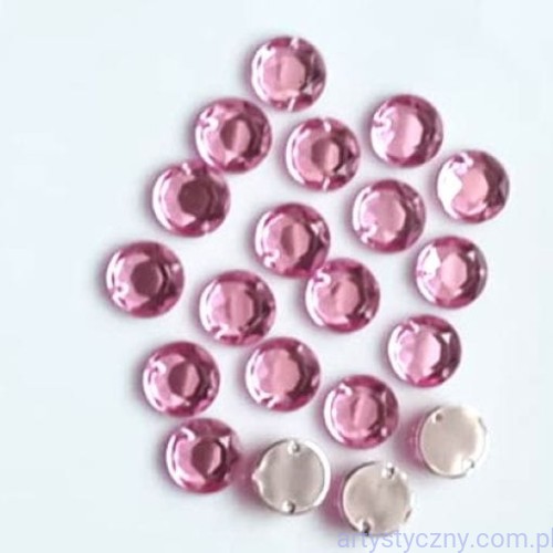 Dżety kamienie cyrkonie kryształki do przyszycia 10mm - 100 szt - Różowe