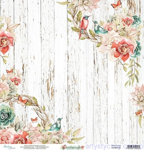 Papier do scrapbookingu Mintay - 30x30cm - Birdsong 03 MT-BIR-03