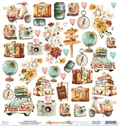 MT-PLA-09 Papier do scrapbookingu Mintay - Places we go - dodatki do wycinania