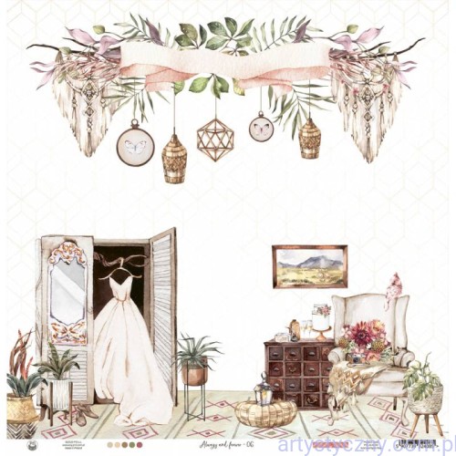Papier do scrapbookingu P13 30x30cm - motywy ślubne - Always and Forever 06