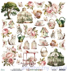 Papier do scrapbookingu Mintay z elementami do wycięcia - Peony Garden