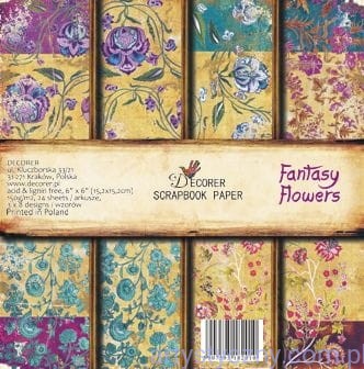 Papiery do scrapbookingu 15x15cm - Fantasy Flowers - 24 arkusze