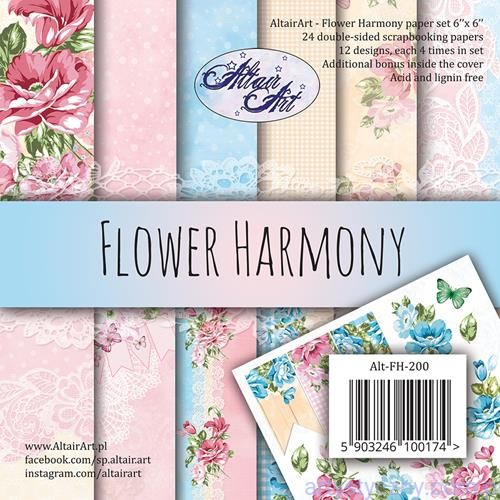 Zestaw papierów do scrapbookingu AltairArt Flower Harmony 15x15cm