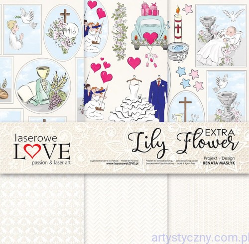 Zestaw papierów 30x30cm - Lily Flower - Laserowe LOVE LAP17K12